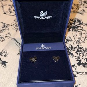 Swarovski Hematite heart earrings. Clip ons. BNWT